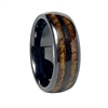 STEEL REVOLTâ„¢ Comfort Fit Black High-Tech Ceramic Wedding Ring with a Tobacco leaf Inlay
