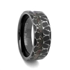 STEEL REVOLTâ„¢ Comfort-Fit 8mm Diamond Cut Look Tungsten Carbide Wedding Ring With Inlay of Meteorite Pieces and Dinosaur Bone