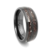 STEEL REVOLTâ„¢ Comfort-Fit 8mm Domed Tungsten Carbide Brushed Finish Wedding Ring With Meteorite Pieces and Dinosaur Bone Inlay