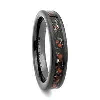 STEEL REVOLTâ„¢ Comfort-Fit 4mm Domed High-Tech Ceramic Wedding Ring With Crushed Meteorite and Dinosaur Bone