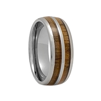 STEEL REVOLTâ„¢ Comfort Fit 8mm Tungsten Carbide Wedding Ring With Genuine Wood from M1 Garand Rifle