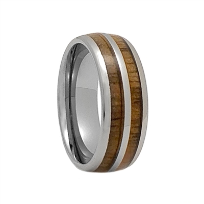 STEEL REVOLTâ„¢ Comfort Fit 8mm Tungsten Carbide Wedding Ring With Genuine Wood from M1 Garand Rifle