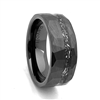 STEEL REVOLTâ„¢ Comfort-Fit 8mm Diamond Cut Look High-Tech Ceramic Wedding Ring With Inlay of Meteorite Pieces