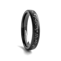 STEEL REVOLTâ„¢ Comfort-Fit 4mm Domed High-Tech Ceramic Wedding Ring With Inlay of Meteorite Pieces