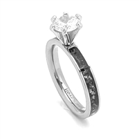 STEEL REVOLTâ„¢ Comfort-Fit 4mm Domed Titanium CZ Engagement Ring With Inlay of Meteorite Pieces