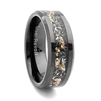 STEEL REVOLTâ„¢ Comfort-Fit High-Tech Ceramic Wedding Ring With Meteorite and Gold color Flakes