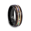 STEEL REVOLTâ„¢ Comfort Fit 8mm Black High-Tech Ceramic Wedding Ring With a Koa Wood, Mother of Pearl, and Gold Color Lines