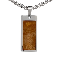 STEEL REVOLTâ„¢ Stainless Steel Necklace with Wood from a Genuine Jack Daniels Whiskey Barrel