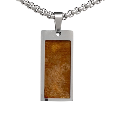 STEEL REVOLTâ„¢ Stainless Steel Necklace with Wood from a Genuine Jack Daniels Whiskey Barrel