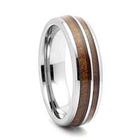 STEEL REVOLTâ„¢ Top Of The Barrel is 6 mm Tennessee Whiskey Ring. It is a comfort fit domed tungsten carbide wedding ring with wood cut from the whiskey barrels once used by the Jack Daniel's Distillery
