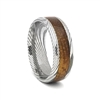 STEEL REVOLTâ„¢ Comfort Fit Domed Damascus Steel Wedding Ring with Wood from Genuine Jack Daniels Whiskey Barrel