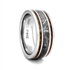 STEEL REVOLTâ„¢ Comfort Fit Domed Titanium Wedding Ring with Wood from Genuine Jack Daniels Whiskey Barrel and Meteorite