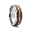 STEEL REVOLTâ„¢ Comfort Fit Domed Tungsten Carbide Wedding Ring Wood from Genuine Jack Daniels Whiskey Barrel and Cigar Leaf