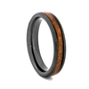 STEEL REVOLTâ„¢ Charred Whiskey II is a Tennessee Whiskey Band. It is a 4 mm comfort fit black high-tech ceramic wedding ring with wood cut from the whiskey barrels once used by the Jack Daniel's Distillery