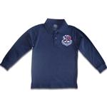 UNISEX YOUTH LONG SLEEVE NAVY POLO