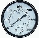 Pressure Gauge 1/4" NPT Center Back-mount Gauge 300psi 2"