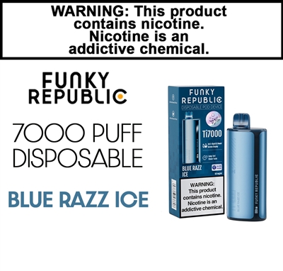 Funky Republic 7000 Puff Disposable Blue Razz Ice 50mg
