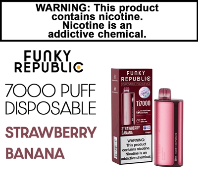 Funky Republic 7000 Puff Disposable Strawberry Banana 50mg