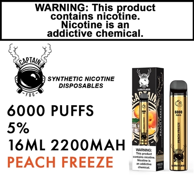 Captain Fog Peach Freeze Synthetic Nic Disposable 50mg