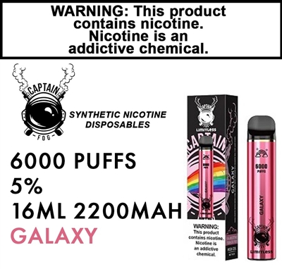 Captain Fog Galaxy 6000 Puff Synthetic Nic Disposable 50mg