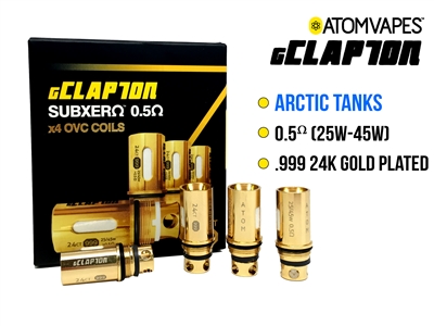ATOM gClapton 24K Gold Acrtic Replacement Coil - 0.5 oHm (4 Pack)