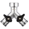 GEKA two-way valved splittter with 3/4-inch GHT and male 3/4-inch GHT connects - 46.2432.9