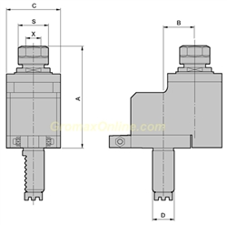 DA30MT2529K : VDI Axial Drilling & Milling Head Offset w/ Collet Chuck & Internal Coolant
