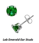 SS Ear Studs with Round Russian Emeralds