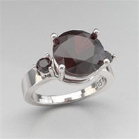 SS 9mm Red Ruby w/ 2 round 3mm Red Ruby Ring