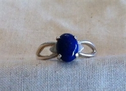 SS Lapis Oval Cabochon Split Shank Ring