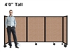 4Ft Tall Portable Room Divider Partition on Wheels