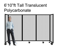 6'10" Tall Portable Room Divider Partition 360 in Translucent Poly-carbonate