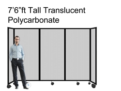 7'6" Ft Tall Portable Room Divider Partition in Translucent Poly-carbonate
