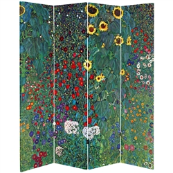 6 ft. Tall Double Sided Works of Klimt Room Divider - Tannenwald/Farm Garden 1