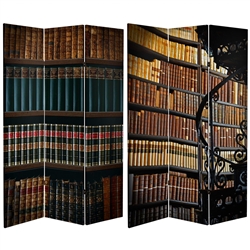 6 ft. Tall Double Sided Library Canvas Room Divider Screen