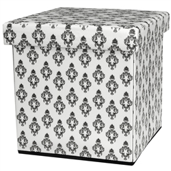 White Damask Storage Ottoman