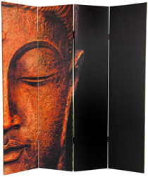 6 ft. Tall Double Sided Buddha and Ganesh Canvas Room Divider 4 Panel