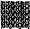 6 ft. Tall Double Sided Black and White Damask Canvas Room Divider 6 Panel