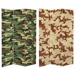 6 ft. Tall Double Sided Camouflage Canvas Room Divider