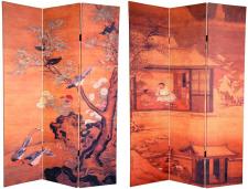 6 ft. Tall Double Sided Chinese Landscapes Canvas Room Divider