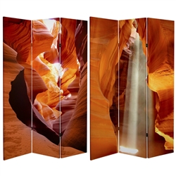 6 ft. Tall Double Sided Painted Desert Canvas Room Divider Screen