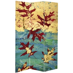 7 ft. Tall Double Sided Autumn Leaves Canvas Room Divider Screen