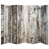 6 ft. Tall Double Sided Winter Woods Tree Trunks Room Divider Screen