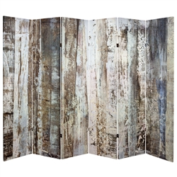 6 ft. Tall Double Sided Winter Woods Tree Trunks Room Divider Screen