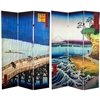 6 ft. Tall Double Sided Hiroshige Room Divider - Sudden Shower/Coast at Hota
