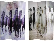 6 ft. Tall Double Sided Horses Canvas Room Divider