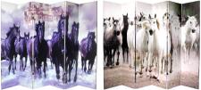 6 ft. Tall Double Sided Horses Canvas Room Divider 6 Panel