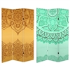 6 ft. Tall Double Sided Gold and Green Mandalas Canvas Room Divider