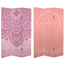 6 ft. Tall Double Sided Pink Mandalas Canvas Room Divider