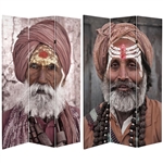 6 ft. Tall Double Sided Hindu Sadhu Canvas Room Divider